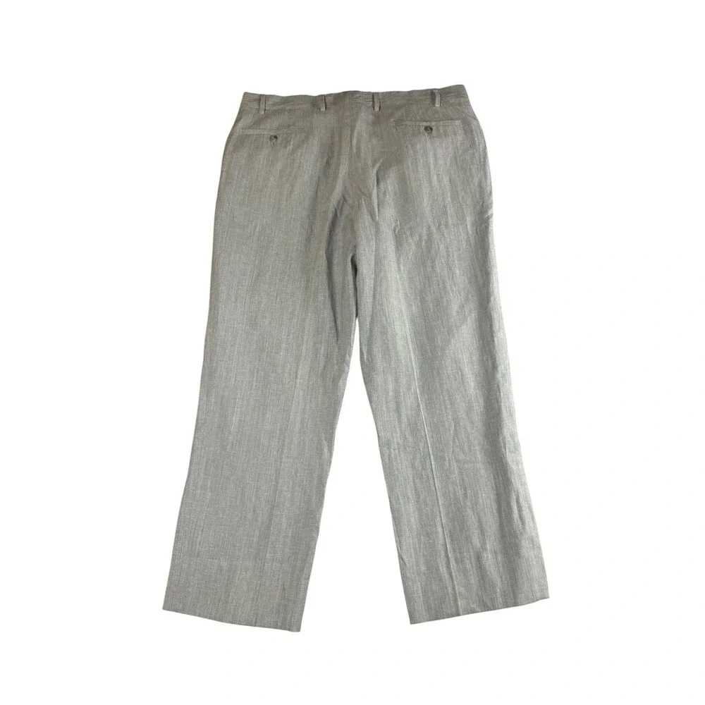 PETER MILLAR Dress Pants Mens 36x30 Gray Wool Linen Flat Front Made Italy